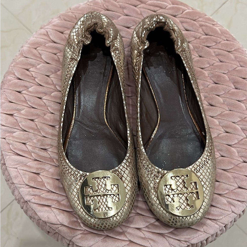 Authentic gold tory burch flats 36